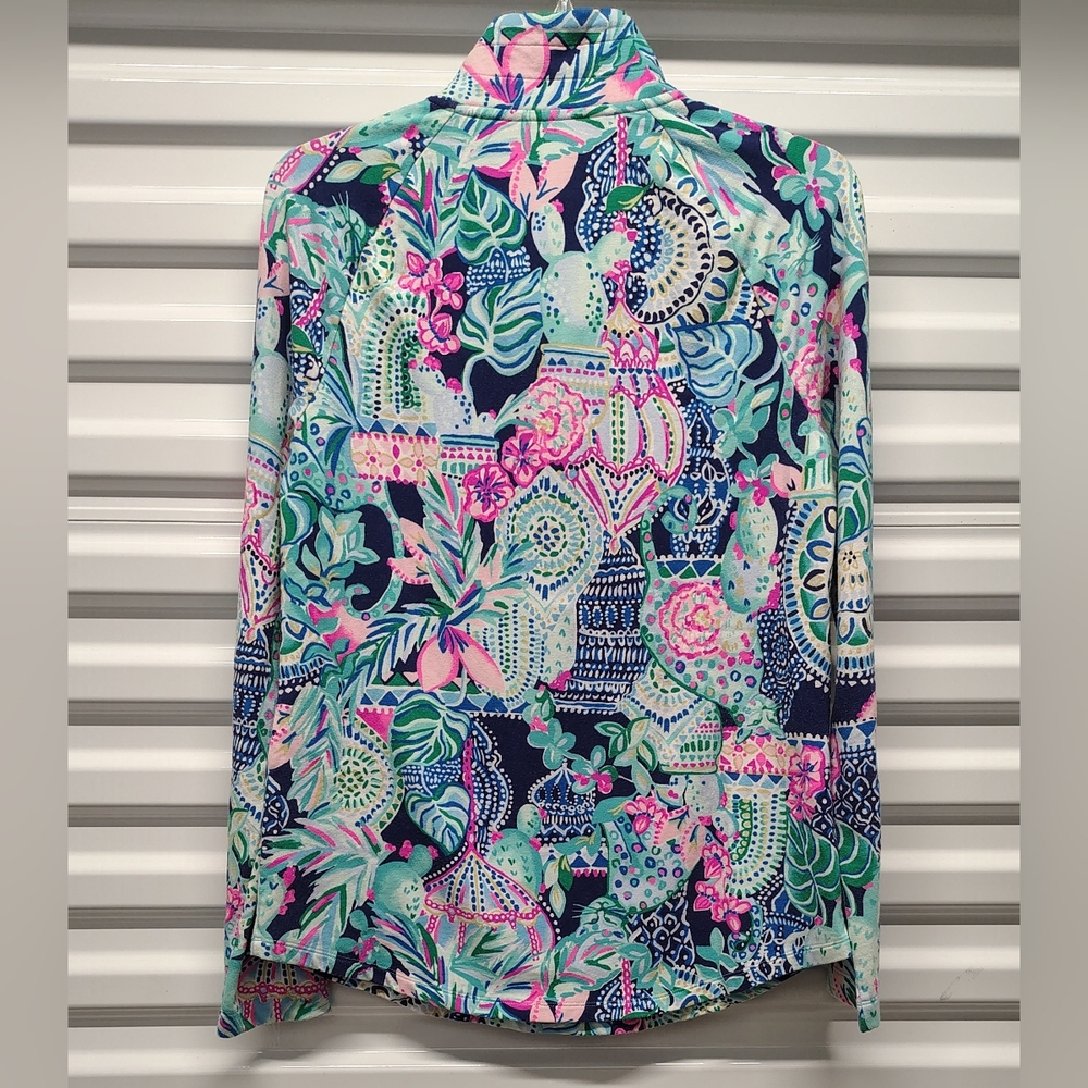 Lilly Pulitzer 1/2 Zip Lookin Sharp Edgewater Multicolor Printed Sweatshirt Sz S - Picture 4 of 6